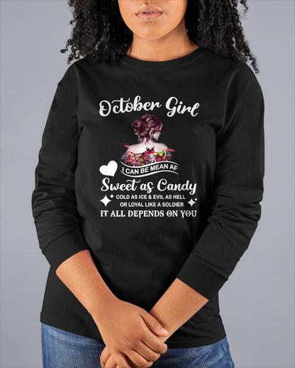 October Girl T-Shirt – Sweet As Candy, Cold As Ice - Birthday Gift for Women - LUAN10 (SKU26T-01-38-10)