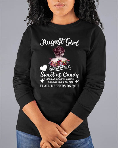 August Girl T-Shirt – Sweet As Candy, Cold As Ice - Birthday Gift for Women - LUAN08 (SKU26T-01-38-08)