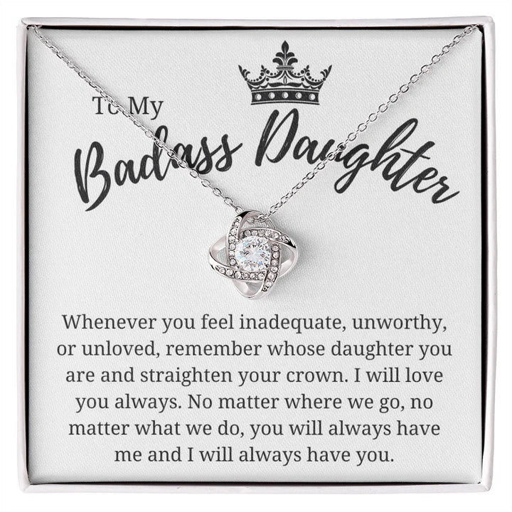 TO MY DAUGHTER "I Will Love You Always" - Premium Love Knot Necklace - FROM MOM or FROM DAD