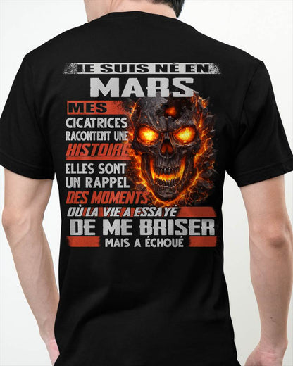 Je Suis Né en Mars – Mes Cicatrices Racontent Une Histoire | T-Shirt Homme Fort - LUAN03 (SKU26T-01175-03)