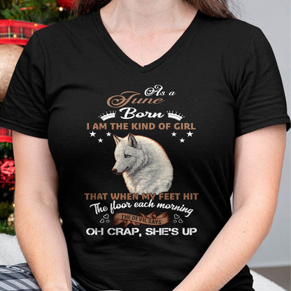 AS A JUNE GIRL I'M FEARLESS WOLF SHIRT – GIFT FOR WOMEN - LUAN06 (SKU2604-238-06)