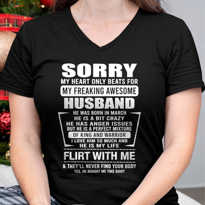 March - My Freaking Awesome Husband T-Shirt – Funny Gift From Husband - LUAN03 (SKU2606-344-03)
