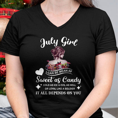 July Girl T-Shirt – Sweet As Candy, Cold As Ice - Birthday Gift for Women - LUAN07 (SKU26T-01-38-07)