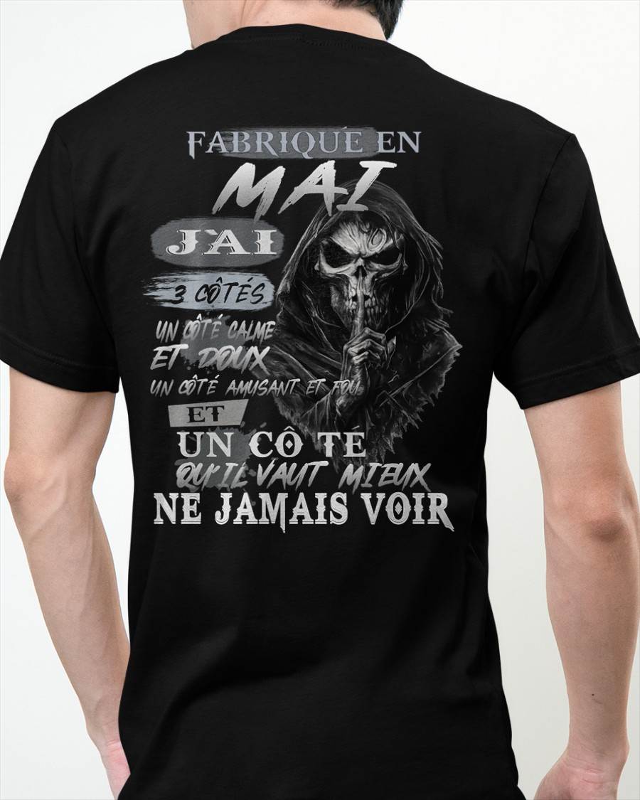 Fabriqué en Mai – J’ai 3 Côtés | T-Shirt Homme Caractère Fort - LUAN05 (SKU26T-01174-05)