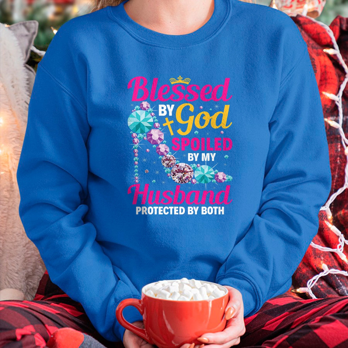 Best Husband Shirt, Wife and Husband Unisex T-Shirt/Hoodie/Sweatshirt HLT00 - Christian Wife Jesus Blessed by God Spoiled by My Husband T-Shirt
