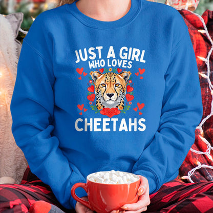 Cat Love Shirt, Funny Cat Lover Gift UnisexT-Shirt/Hoodie/Sweatshirt HLT00 - Just A Girl Who Loves Cheetahs Cute Big Cat Wildlife Lovers T-Shirt