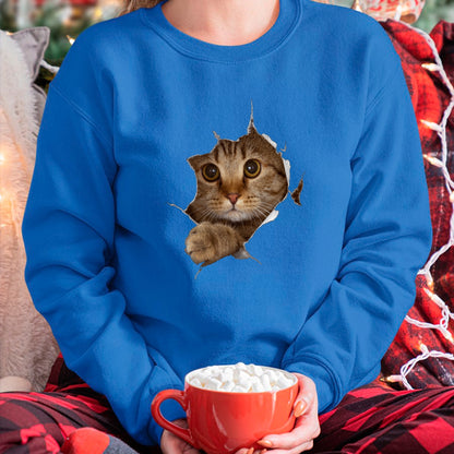Cat Love Shirt, Funny Cat Lover Gift UnisexT-Shirt/Hoodie/Sweatshirt HLT00 - Sweet Kitten Torn Cloth - Funny Cat Lover Cat Owner Cat Lady Long Sleeve T-Shirt