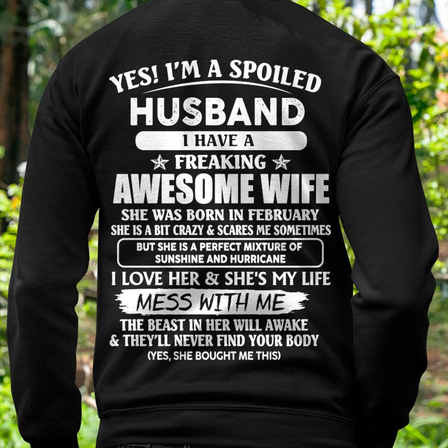 February - Spoiled Husband with Awesome Wife - Perfect Gift For Your Husband - LUAN02 (SKUT07-180-02)