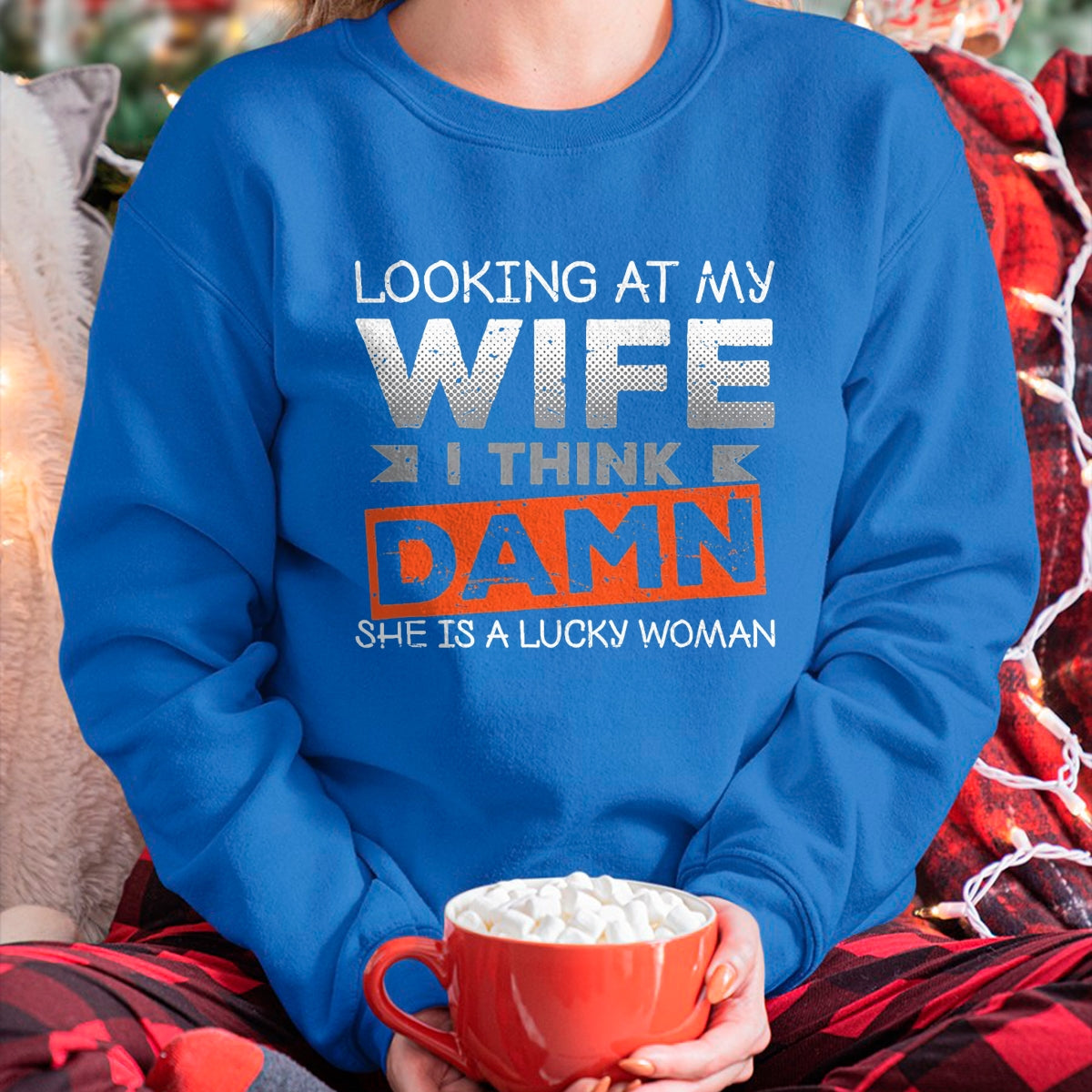 Best Husband Shirt, Wife and Husband Unisex T-Shirt/Hoodie/Sweatshirt HLT00 - Looking At My Wife I Think Damn She_s A Lucky Woman T-Shirt, Men, Black, 3X-Large