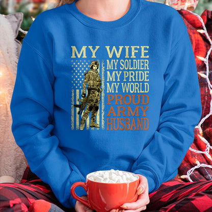 Best Husband Shirt, Wife and Husband Unisex T-Shirt/Hoodie/Sweatshirt HLT00 - My Wife My Soldier Hero - Proud Army Husband Military Spouse T-Shirt