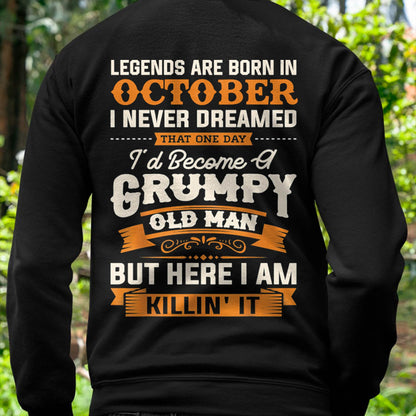 Legends Are Born in October T-Shirt – Funny Grumpy Old Man Birthday Gift For Men - LUAN10 (SKU10-48-10)