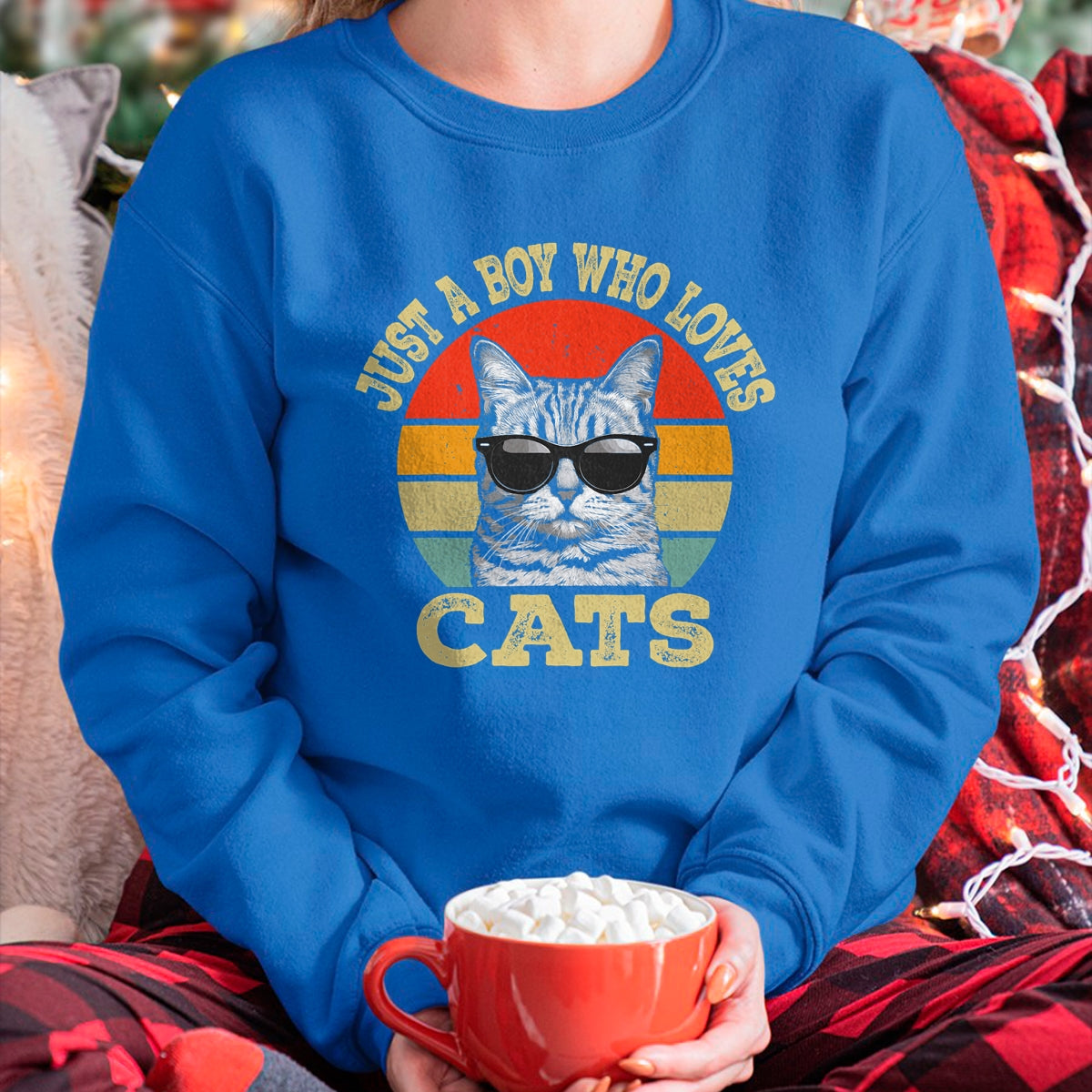 Cat Love Shirt, Funny Cat Lover Gift UnisexT-Shirt/Hoodie/Sweatshirt HLT00 - Vintage Just A Boy Who Loves Cats Boy Kid Cat Lover for Boys T-Shirt