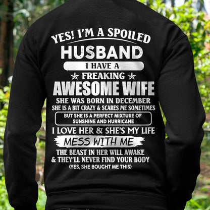 December - Spoiled Husband with Awesome Wife - Perfect Gift For Your Husband - LUAN12 (SKUT07-180-12)