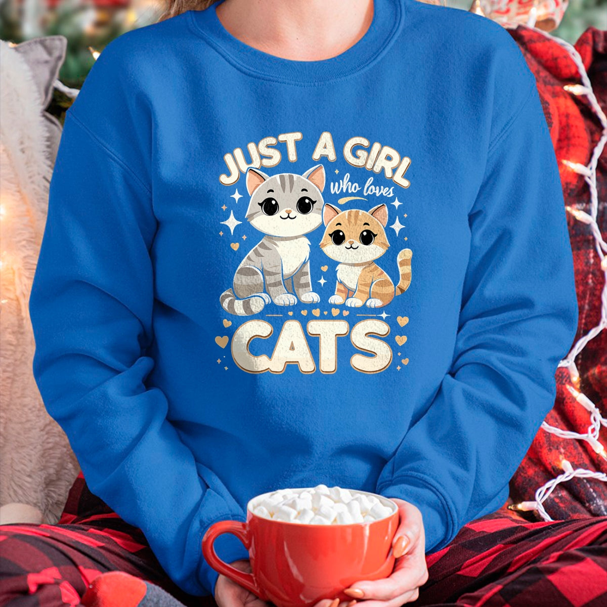 Cat Love Shirt, Funny Cat Lover Gift UnisexT-Shirt/Hoodie/Sweatshirt HLT00 - Cute Cat Just A Girl Who Loves Cats T-Shirt