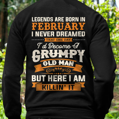 Legends Are Born in February T-Shirt – Funny Grumpy Old Man Birthday Gift For Men - LUAN02 (SKU10-48-02)