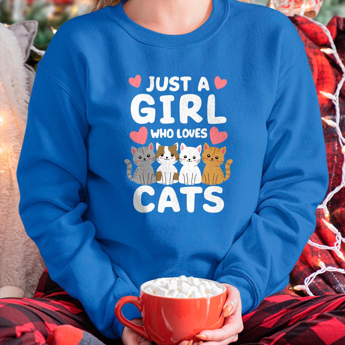 Cat Love Shirt, Funny Cat Lover Gift UnisexT-Shirt/Hoodie/Sweatshirt HLT00 - Cat Just A Girl Who Loves Cats T-Shirt (1)