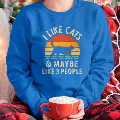 Cat Love Shirt, Funny Cat Lover Gift UnisexT-Shirt/Hoodie/Sweatshirt HLT00 - I Like Cats and Maybe Like 3 People Cat Retro Men T-Shirt