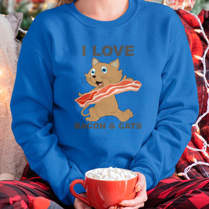 Cat Love Shirt, Funny Cat Lover Gift UnisexT-Shirt/Hoodie/Sweatshirt HLT00 - I love bacon and cats T-Shirt
