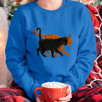 Cat Love Shirt, Funny Cat Lover Gift UnisexT-Shirt/Hoodie/Sweatshirt HLT00 - Black Cat Orange Cat Heart Tail Love T-Shirt