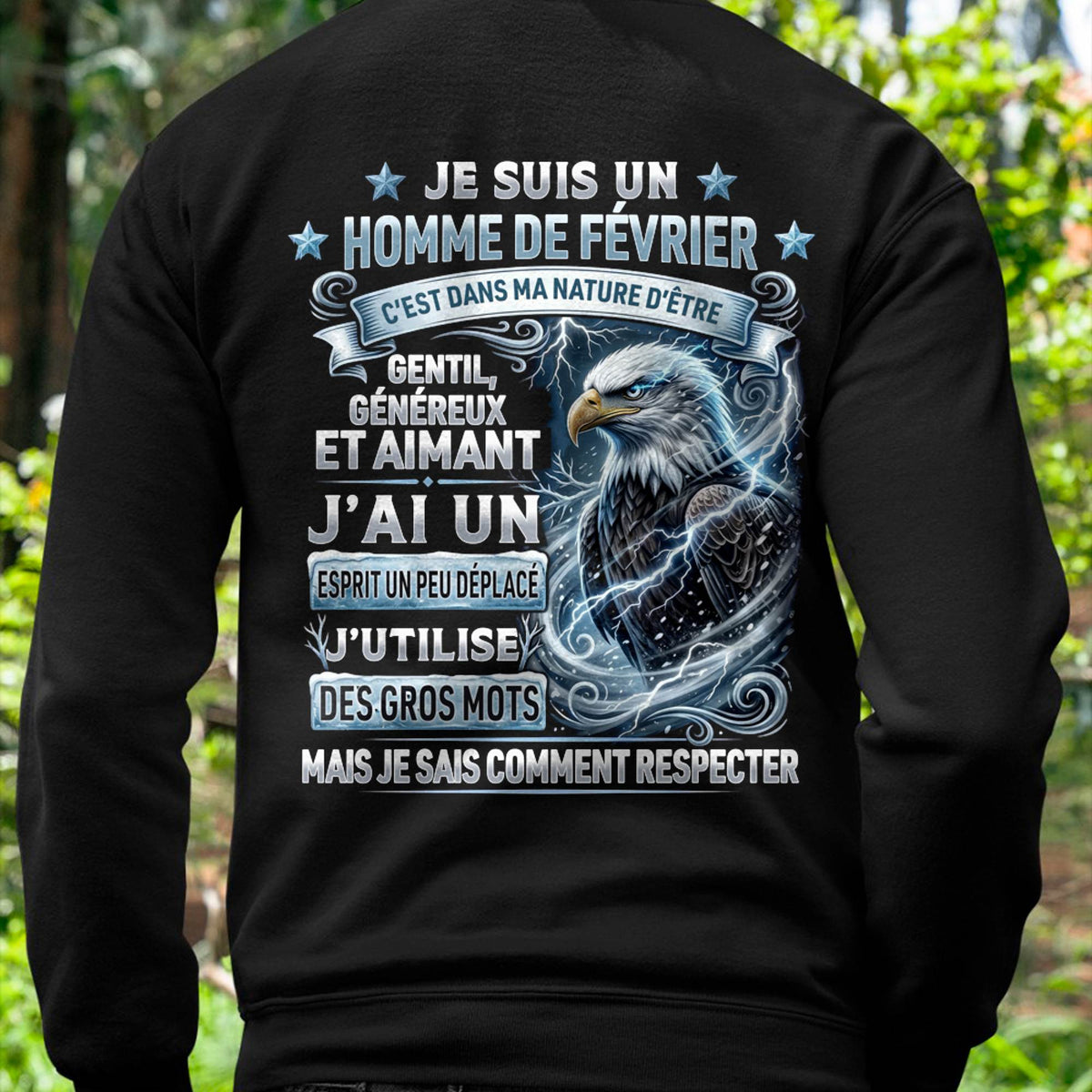FÉVRIER - ESPRIT MALICIEUX MAIS SAIT RESPECTER - T-SHIRT ANNIVERSAIRE HOMME - IMPRESSION DTG PREMIUM - LUAN02 (SKU2604-86-02)