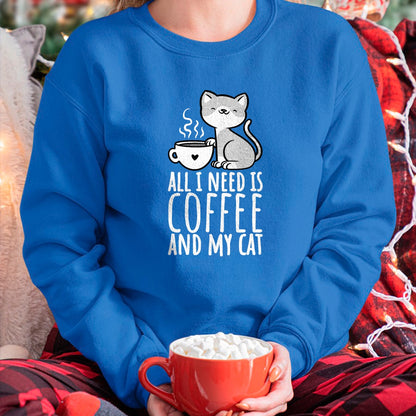 Cat Love Shirt, Funny Cat Lover Gift UnisexT-Shirt/Hoodie/Sweatshirt HLT00 - All I Need is Coffee and My Cat, Coffee Men and Women T-Shirt