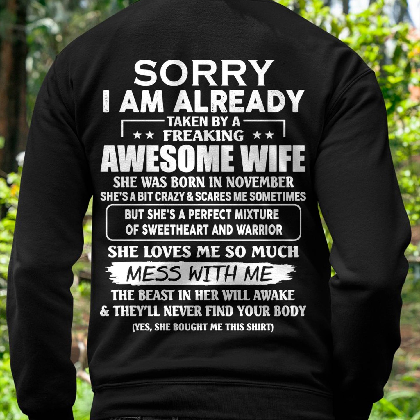 November - Sorry I’m Already Taken by an Awesome Wife - Perfect Gift For Your Husband - LUAN11 (SKU68-86-11)