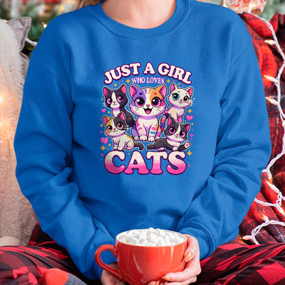 Cat Love Shirt, Funny Cat Lover Gift UnisexT-Shirt/Hoodie/Sweatshirt HLT00 - Cat Just a Girl Who Loves Cats T-Shirt