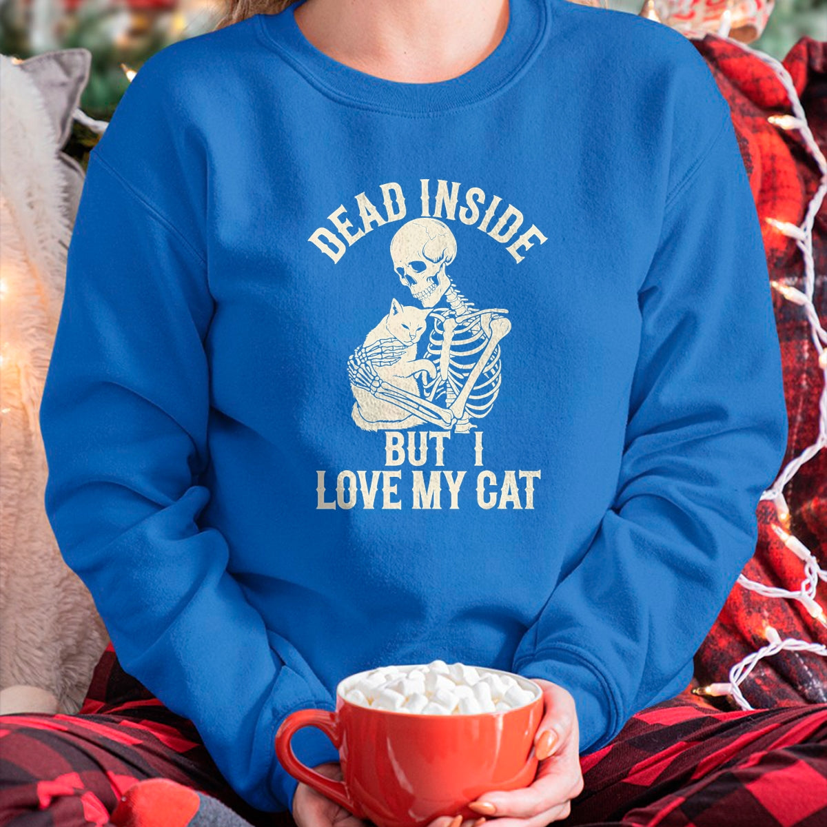 Cat Love Shirt, Funny Cat Lover Gift UnisexT-Shirt/Hoodie/Sweatshirt HLT00 - Dead Inside But I Love My Cat T-Shirt