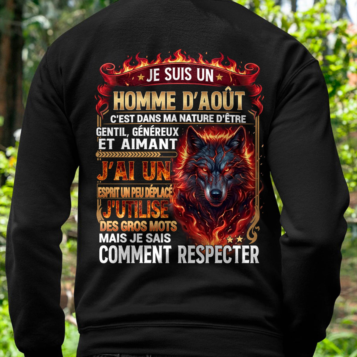 AOÛT - ESPRIT MALICIEUX MAIS SAIT RESPECTER - T-SHIRT ANNIVERSAIRE HOMME - IMPRESSION DTG PREMIUM - LUAN08 (SKU2604-87-08)