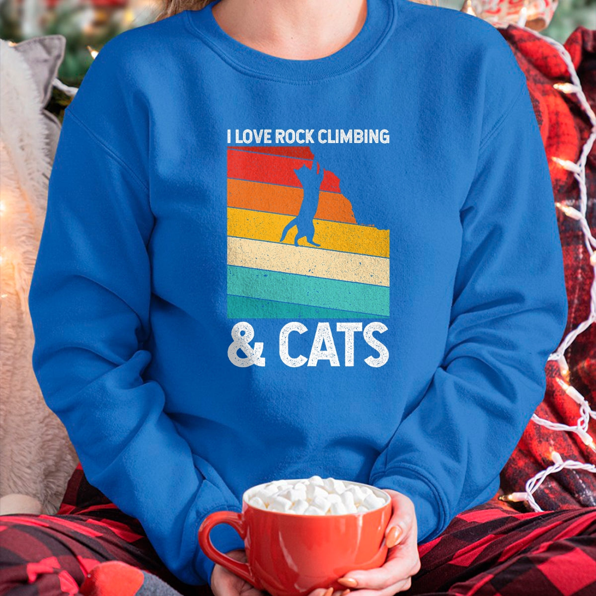 Cat Love Shirt, Funny Cat Lover Gift UnisexT-Shirt/Hoodie/Sweatshirt HLT00 - I Love Rock Climbing & Cats Cute Kitty Cat Lover Gift T-Shirt