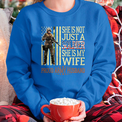 Best Husband Shirt, Wife and Husband Unisex T-Shirt/Hoodie/Sweatshirt HLT00 - She is Not Just A Soldier She is My Wife Proud Army Husband T-Shirt, Men, Black, 3X-Large
