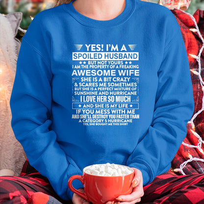 Best Husband Shirt, Wife and Husband Unisex T-Shirt/Hoodie/Sweatshirt HLT00 - Yes i_m A Spoiled Husband But Not Yours awesome Wife T-Shirt (1)