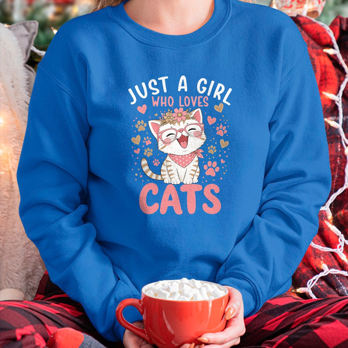 Cat Love Shirt, Funny Cat Lover Gift UnisexT-Shirt/Hoodie/Sweatshirt HLT00 - Just A Girl Who Loves Cats Cute Floral Animals Lover T-Shirt