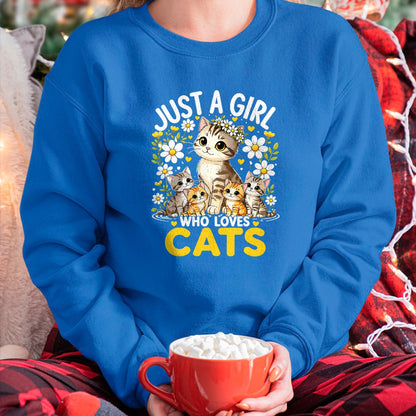 Cat Love Shirt, Funny Cat Lover Gift UnisexT-Shirt/Hoodie/Sweatshirt HLT00 - Cute Cat Lover Just A Girl Who Loves Cats T-Shirt
