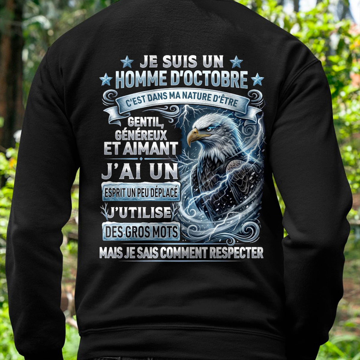 OCTOBRE - ESPRIT MALICIEUX MAIS SAIT RESPECTER - T-SHIRT ANNIVERSAIRE HOMME - IMPRESSION DTG PREMIUM - LUAN10 (SKU2604-86-10)