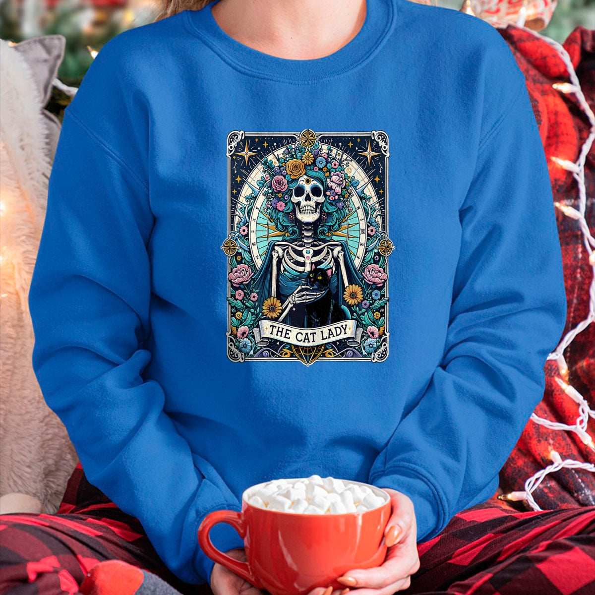 Cat Love Shirt, Funny Cat Lover Gift UnisexT-Shirt/Hoodie/Sweatshirt HLT00 - The Cat Lady Tarot Card Skeleton Cat Mom Cat Lover T-Shirt