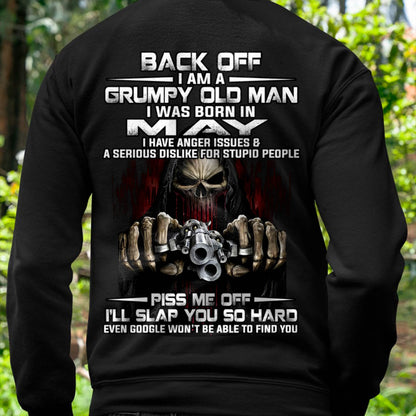 May - Grumpy Old Man T-Shirt – Funny Skull Gun Graphic Tee for Men - LUAN05 (SKU09-109-05)