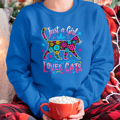 Cat Love Shirt, Funny Cat Lover Gift UnisexT-Shirt/Hoodie/Sweatshirt HLT00 - Cat Cute Just A Girl Who Loves Cats T-Shirt
