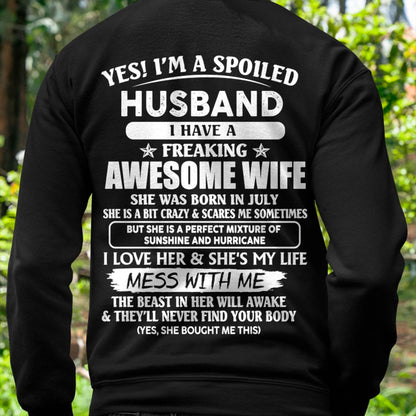 July - Spoiled Husband with Awesome Wife - Perfect Gift For Your Husband - LUAN07 (SKUT07-180-07)