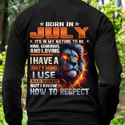 JULY - DIRTY MIND BUT KNOWS RESPECT - BIRTHDAY T-SHIRT FOR MEN - LUAN07 (SKU08-84-07)