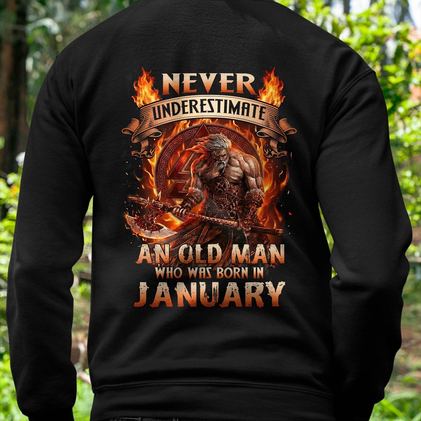 Never Underestimate An Old Man Born In January T-Shirt – Viking Warrior Graphic Tee Gift For Men - LUAN01 (SKU2604-257-01)
