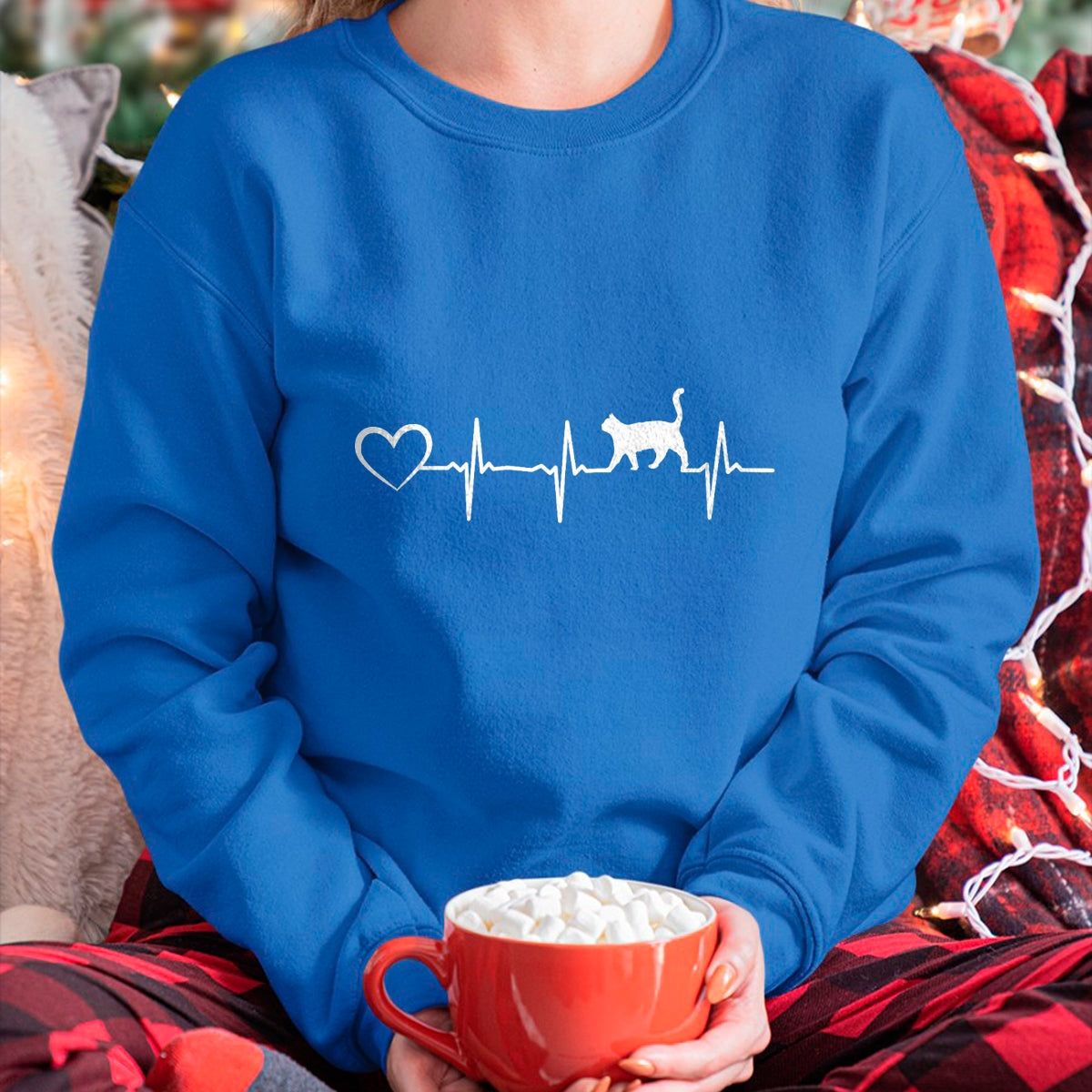 Cat Love Shirt, Funny Cat Lover Gift UnisexT-Shirt/Hoodie/Sweatshirt HLT00 - Cat Heartbeat Heart - Cat Puppy Cats Hearts Baby Cat Owner T-Shirt