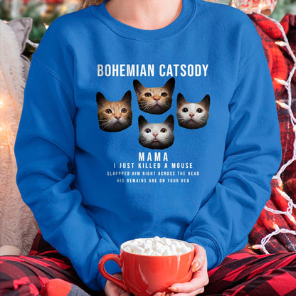 Cat Love Shirt, Funny Cat Lover Gift UnisexT-Shirt/Hoodie/Sweatshirt HLT00 - Bohemian Catsody Mama I Just Killed A Mouse Cat Parody T-Shirt, Men, Black, 3X-Large