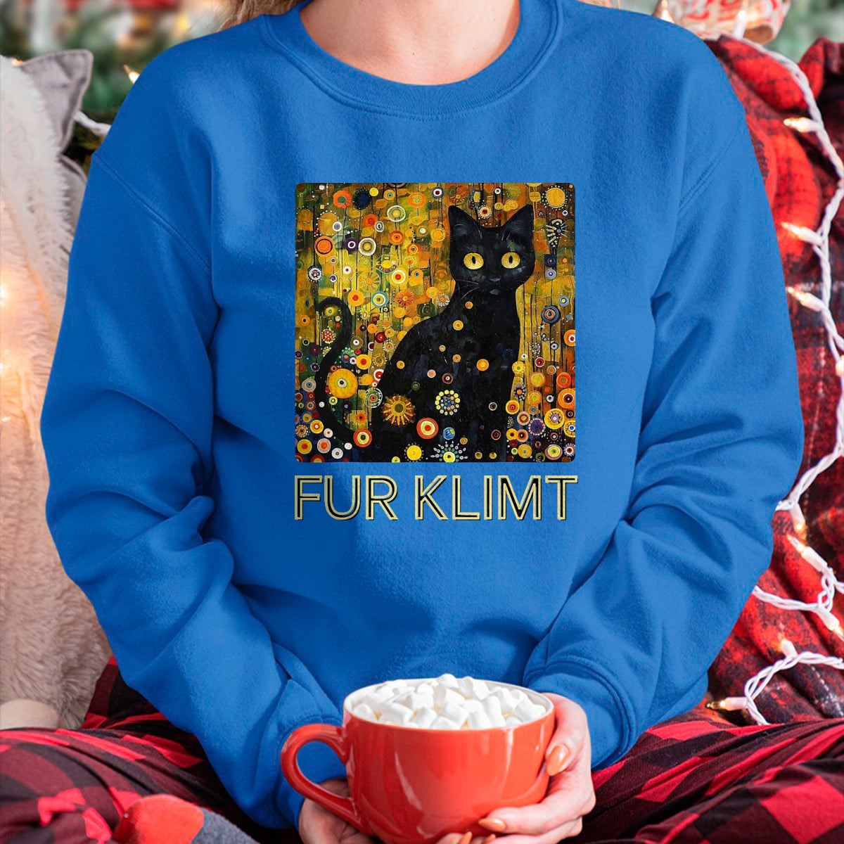 Cat Love Shirt, Funny Cat Lover Gift UnisexT-Shirt/Hoodie/Sweatshirt HLT00 - Black Cat in Klimt Painting, Cat Lover, Artist Art Student T-Shirt, Men, Black, 3X-Large