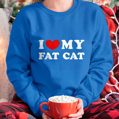 Cat Love Shirt, Funny Cat Lover Gift UnisexT-Shirt/Hoodie/Sweatshirt HLT00 - I Love My Fat Cat, I Heart My Fat Cat T-Shirt, Youth, Black, Medium