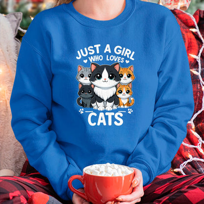 Cat Love Shirt, Funny Cat Lover Gift UnisexT-Shirt/Hoodie/Sweatshirt HLT00 - Just A Girl Who Loves Cats T-Shirt (1)