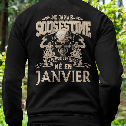 Ne Jamais Sous-estimer le Pouvoir d’un Homme Né en Janvier – T-Shirt Homme Crâne Rebelle - LUAN01 (SKU26T-01159-01)
