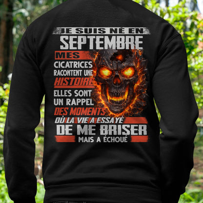 Je Suis Né en Septembre – Mes Cicatrices Racontent Une Histoire | T-Shirt Homme Fort - LUAN09 (SKU26T-01175-09)