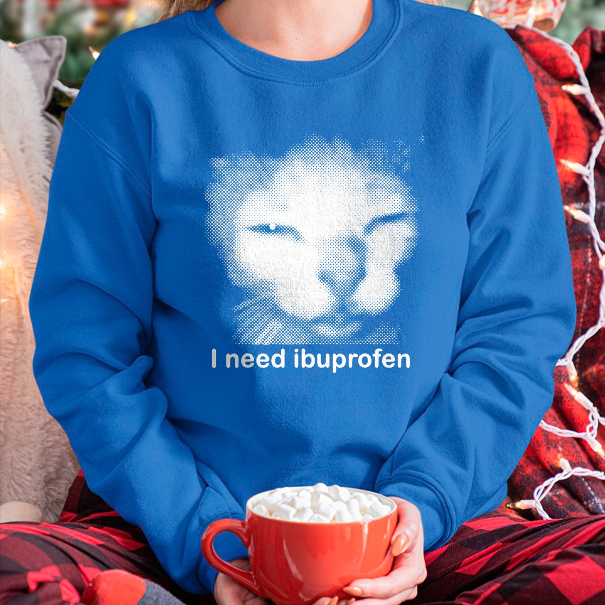 Cat Love Shirt, Funny Cat Lover Gift UnisexT-Shirt/Hoodie/Sweatshirt HLT00 - I Need Ibuprofen Funny Vintage Graphic Cat Meme T-Shirt