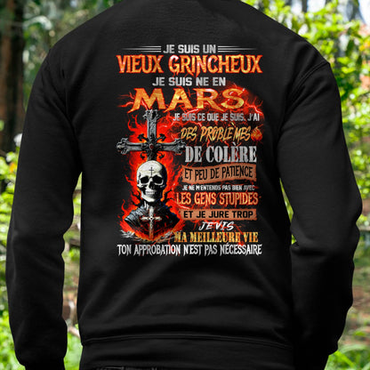 Je Suis Un Vieux Grincheux Né en Mars – T-Shirt Homme Fort Caractère - LUAN03 (SKU26T-01141-03)